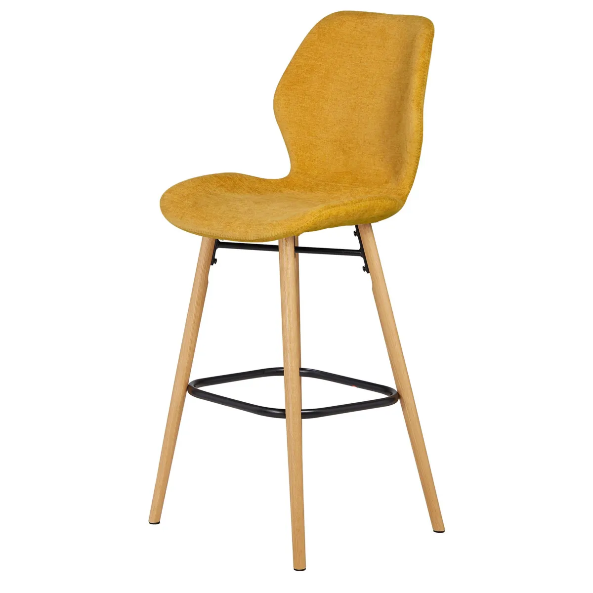 Set di 2 sedie per isola centrale con schienale in tessuto (Altezza seduta 65cm) Malika Giallo senape
