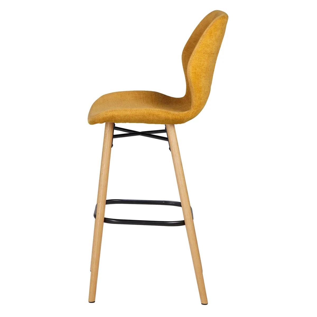 Set di 2 sedie per isola centrale con schienale in tessuto (Altezza seduta 65cm) Malika Giallo senape