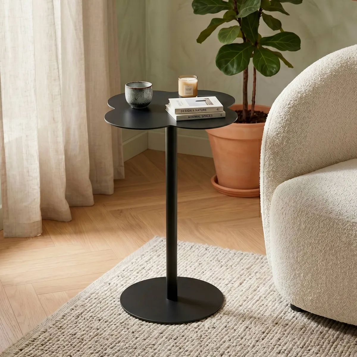 Tavolino d'appoggio in metallo (H53 cm) Lysa Nero