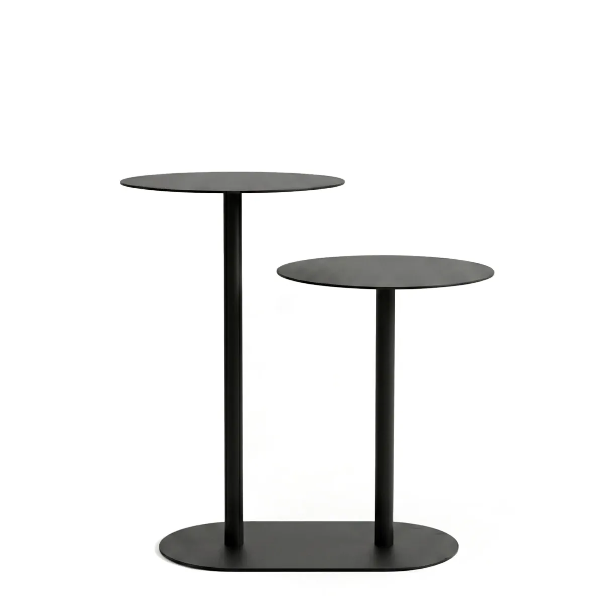 Tavolino in metallo a 2 livelli (H53 cm) Luga Nero