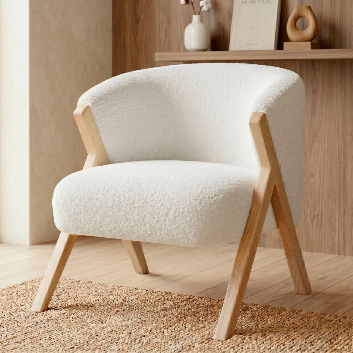 Poltrona in bouclé (H70 cm) Andy Bianco