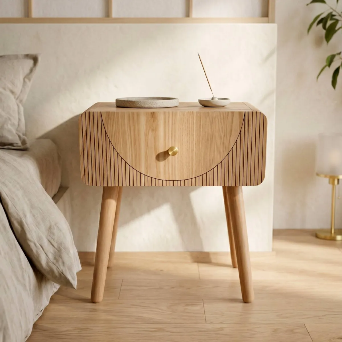 Table de chevet 1 tiroir bois (H50 cm) Mila Naturel