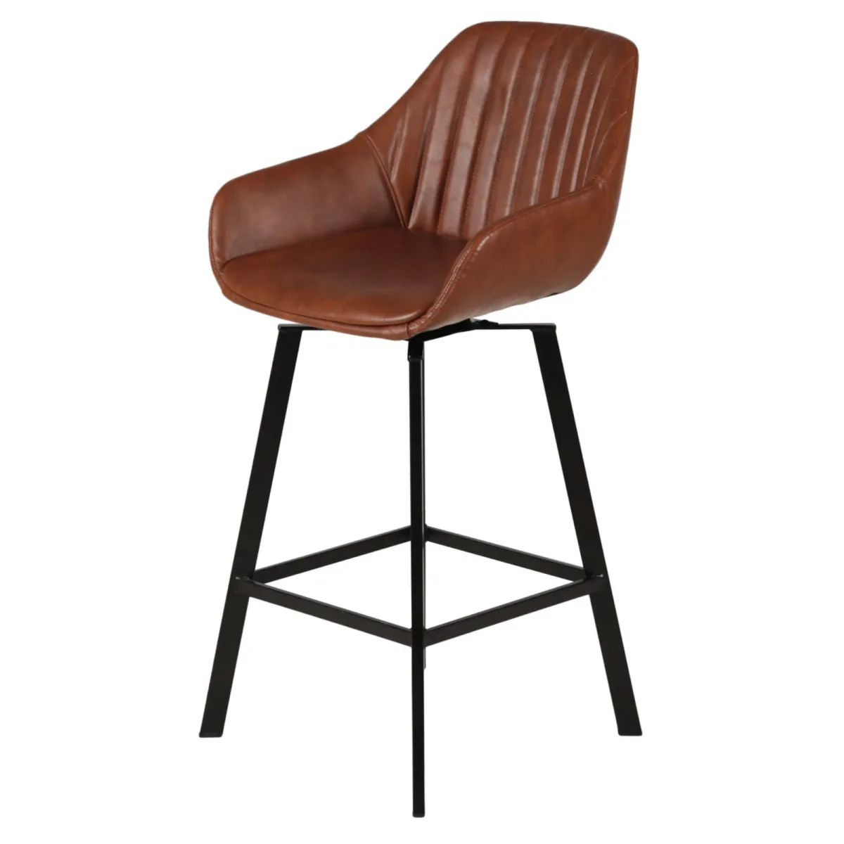 Lot de 2 chaises îlot central pivotantes avec dossier imitation cuir (Assise 65cm) Zila Marron