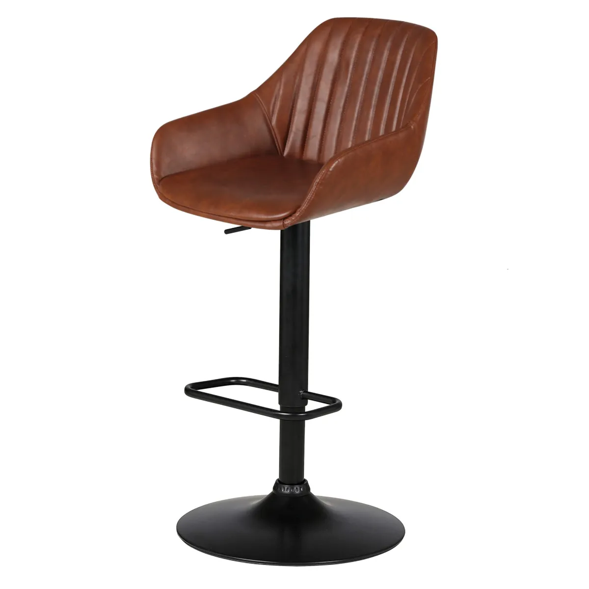 Sgabello isola centrale girevole con schienale in similpelle (Altezza regolabile 62/83 cm) Zila Marrone