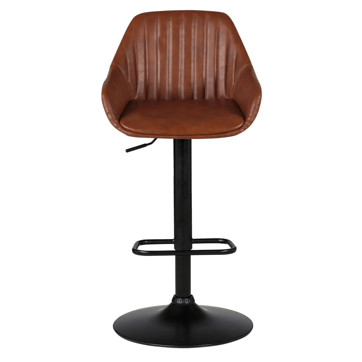 Sgabello isola centrale girevole con schienale in similpelle (Altezza regolabile 62/83 cm) Zila Marrone