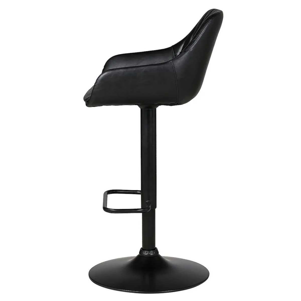 Sgabello isola centrale girevole con schienale in similpelle (Altezza regolabile 62/83 cm) Zila Nero