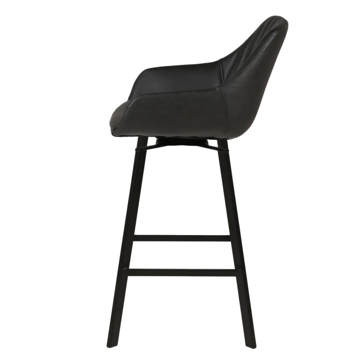 Lot de 2 chaises îlot central pivotantes avec dossier imitation cuir (Assise 65cm) Zila Noir