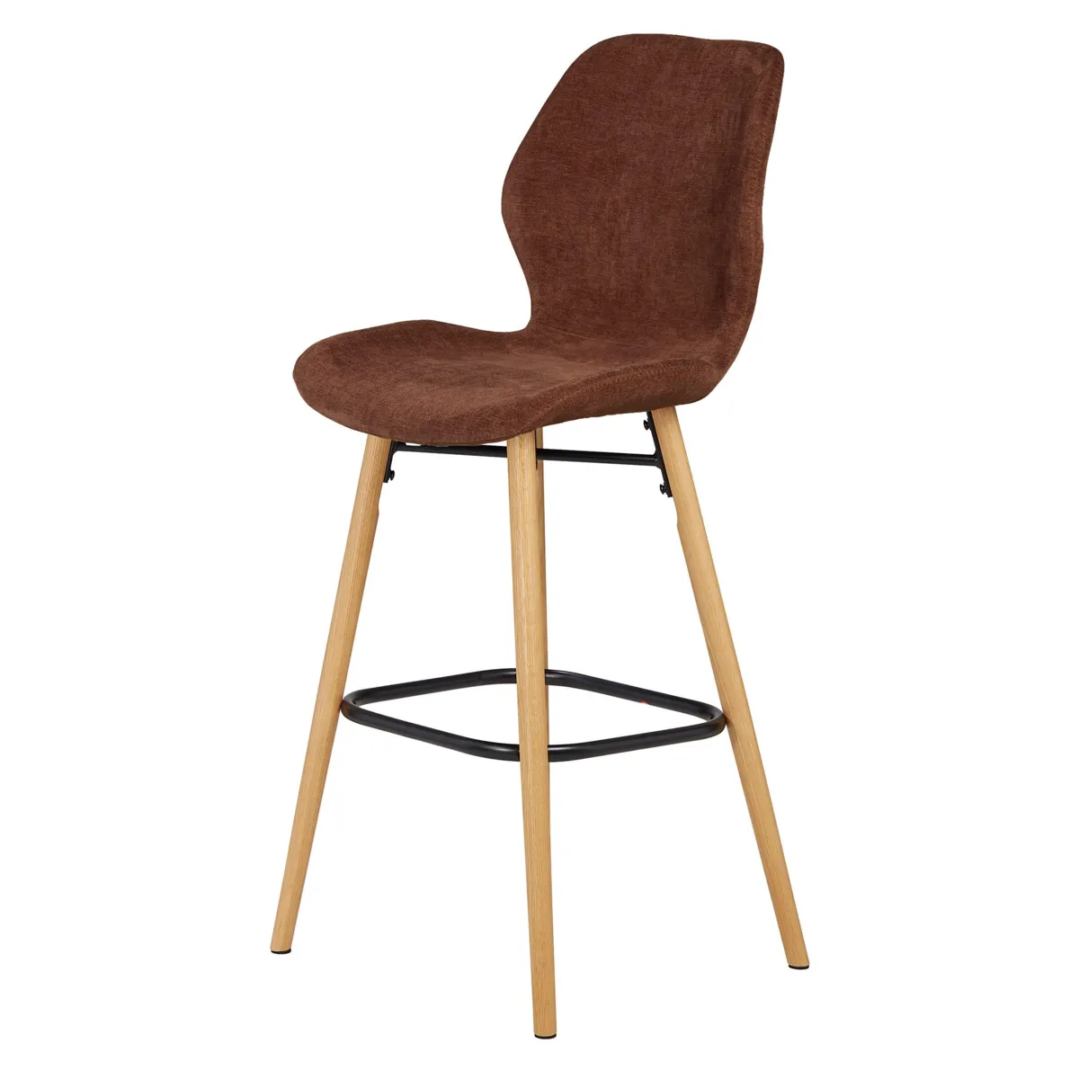 Set di 2 sedie per isola centrale con schienale in tessuto (Altezza seduta 65cm) Malika Mogano