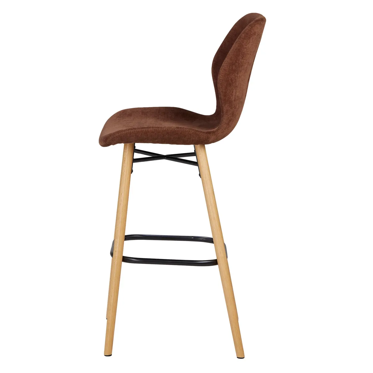 Set di 2 sedie per isola centrale con schienale in tessuto (Altezza seduta 65cm) Malika Mogano