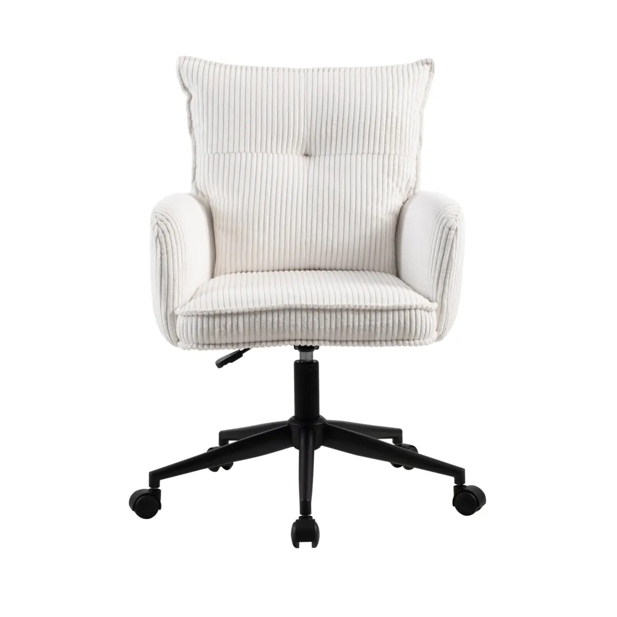 Sedia da ufficio con ruote in velluto a coste regolabile in altezza (seduta da 46 a 54 cm) Nuva Bianco 
