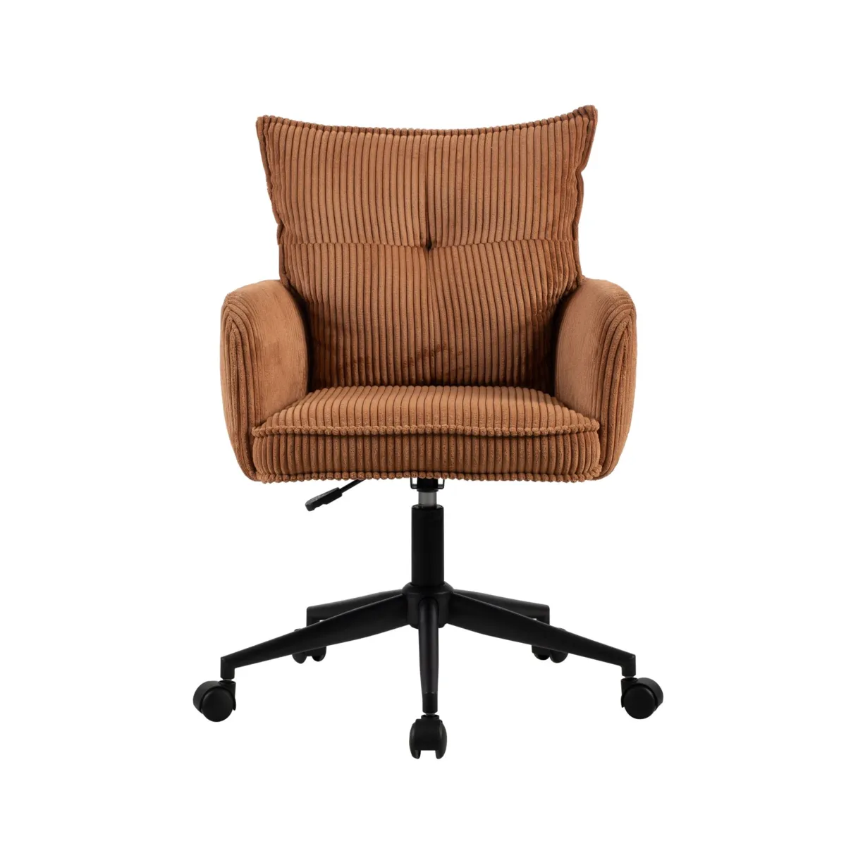 Sedia da ufficio con ruote in velluto a coste regolabile in altezza (seduta da 46 a 54 cm) Nuva Caramello 
