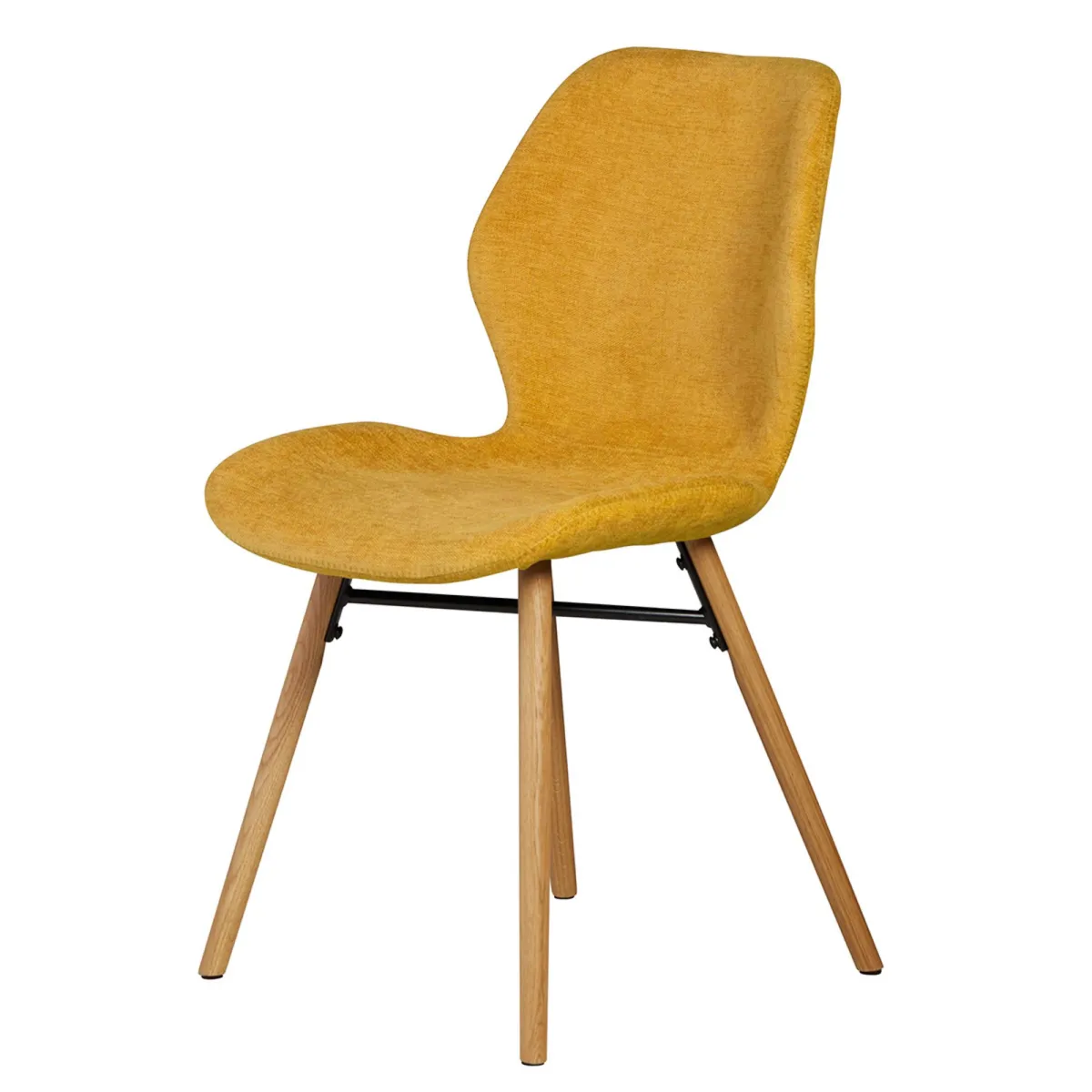 Lot de 2 chaises de salle à manger tissu texturé (Assise 46 cm) Malika Jaune moutarde