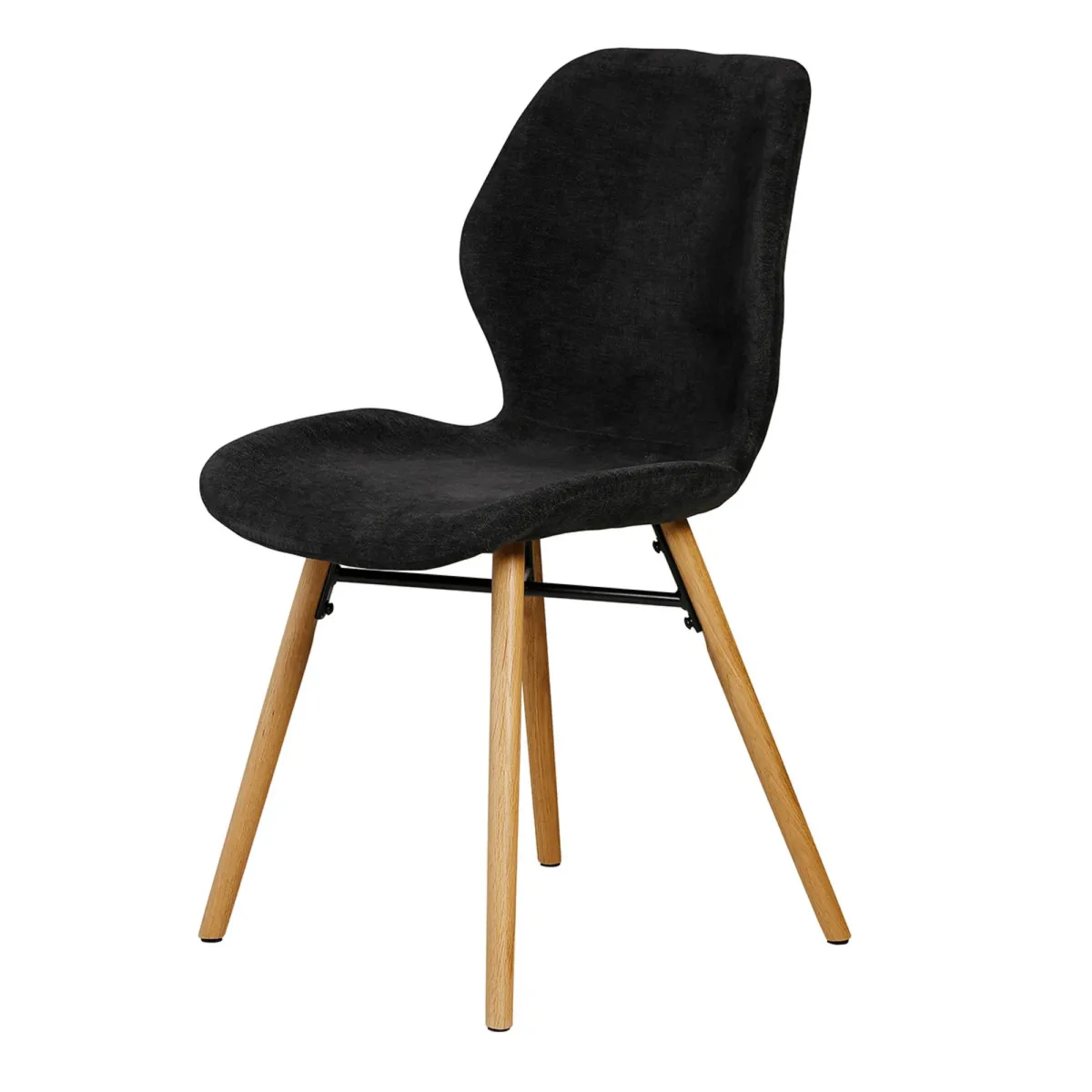 Set di 2 sedie da pranzo in tessuto testurizzato (seduta 46 cm) Malika Nero