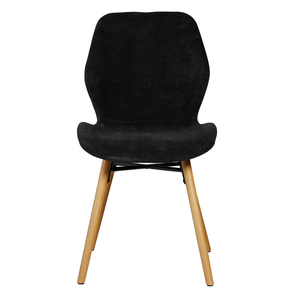 Lot de 2 chaises de salle à manger tissu texturé (Assise 46 cm) Malika Noir