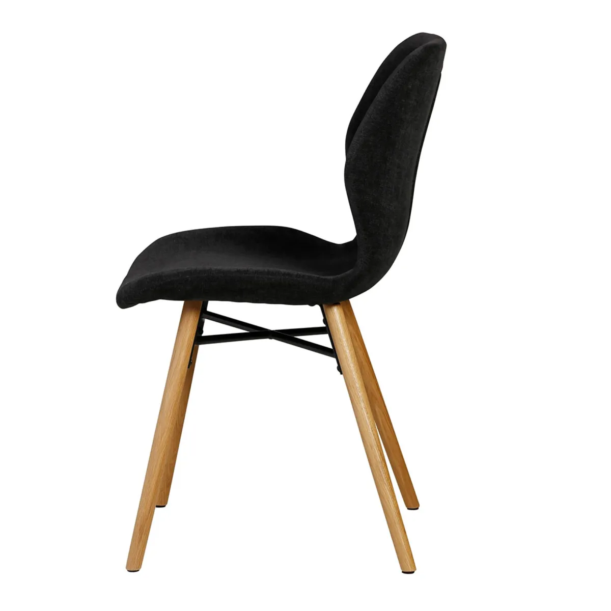 Lot de 2 chaises de salle à manger tissu texturé (Assise 46 cm) Malika Noir
