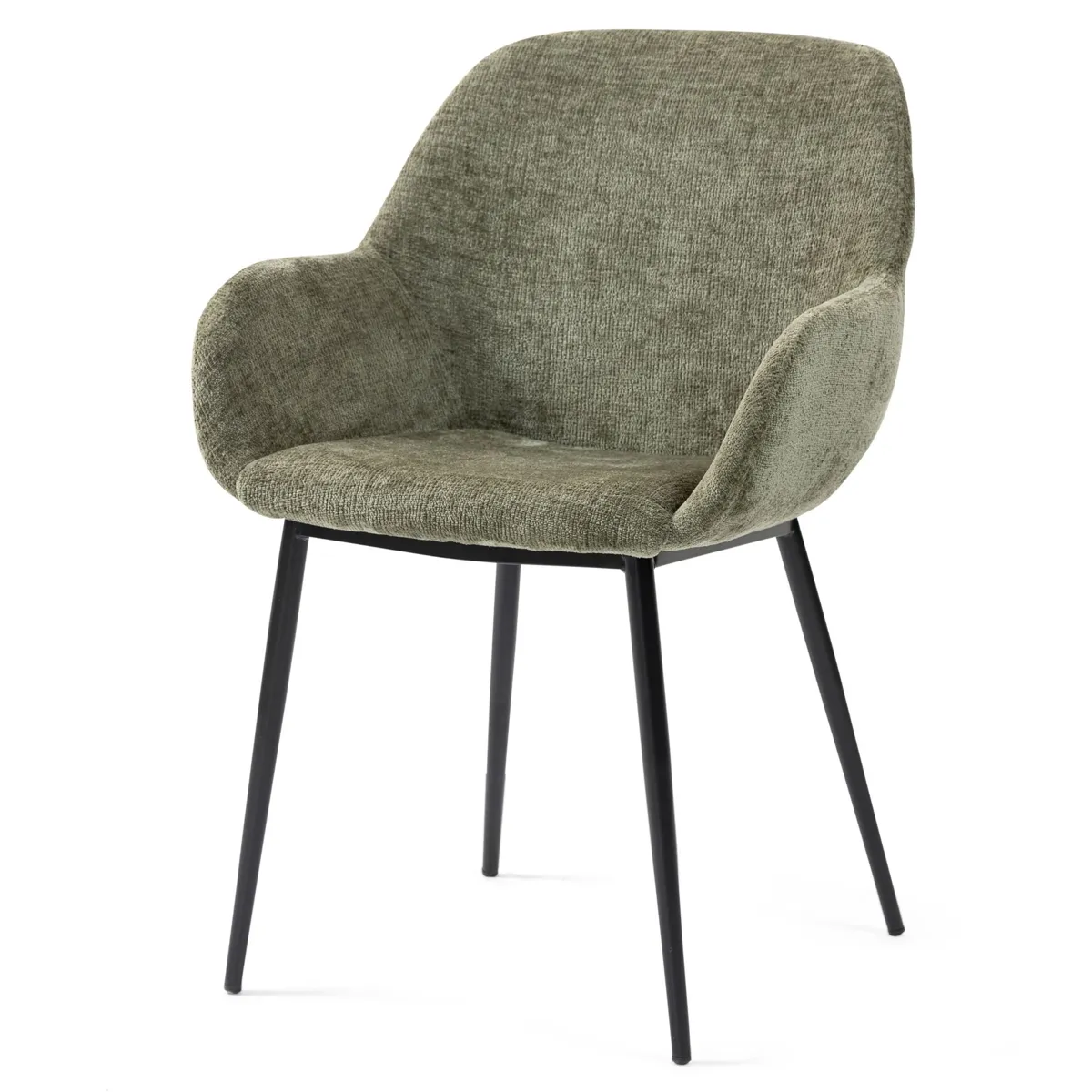 Set di 2 sedie da pranzo in tessuto di velluto (seduta 48 cm) Zola Verde cachi