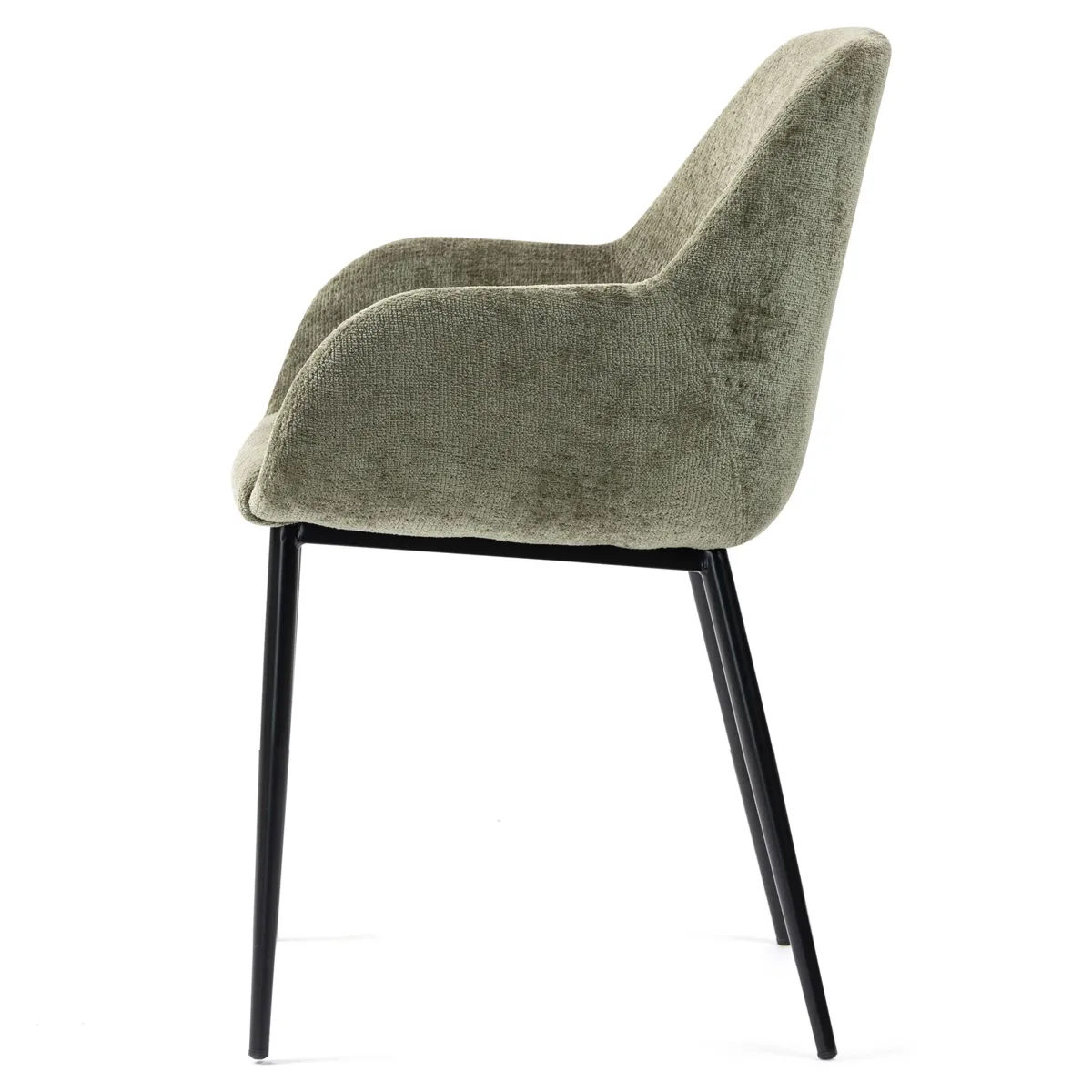 Set di 2 sedie da pranzo in tessuto di velluto (seduta 48 cm) Zola Verde cachi