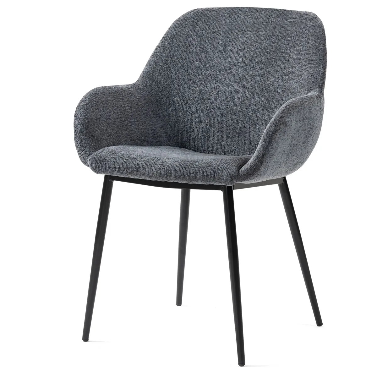 Lot de 2 chaises de salle à manger tissu chenillé (Assise 48 cm) Zola Gris foncé