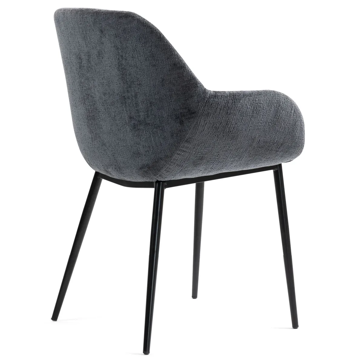 Lot de 2 chaises de salle à manger tissu chenillé (Assise 48 cm) Zola Gris foncé