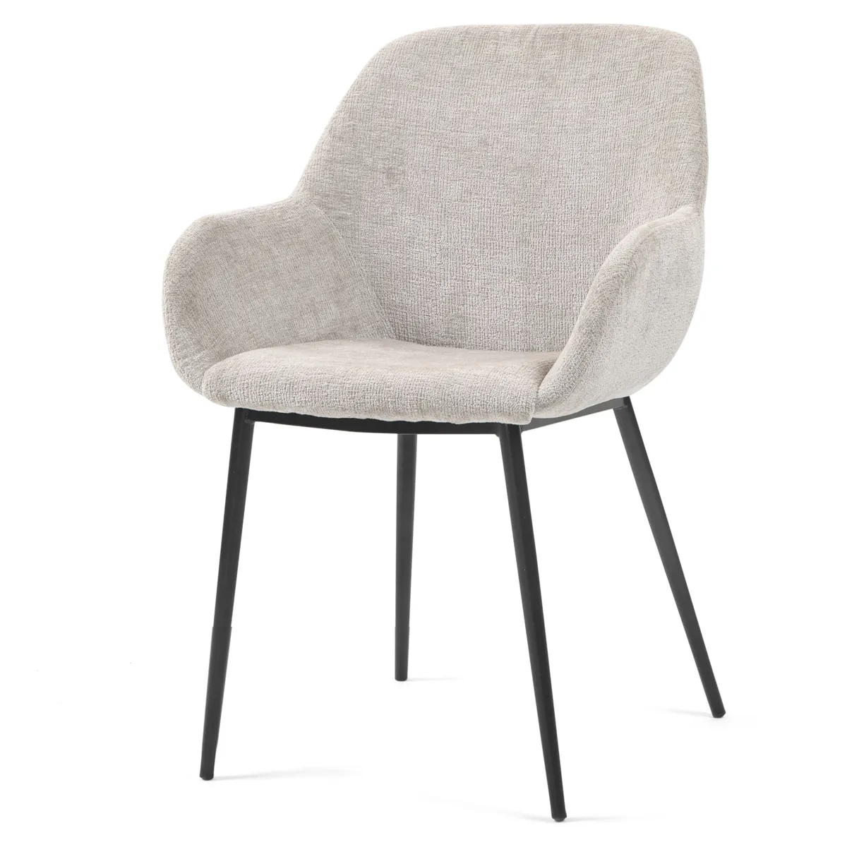 Set di 2 sedie da pranzo in tessuto chenille (seduta 48 cm) Zola Tortora