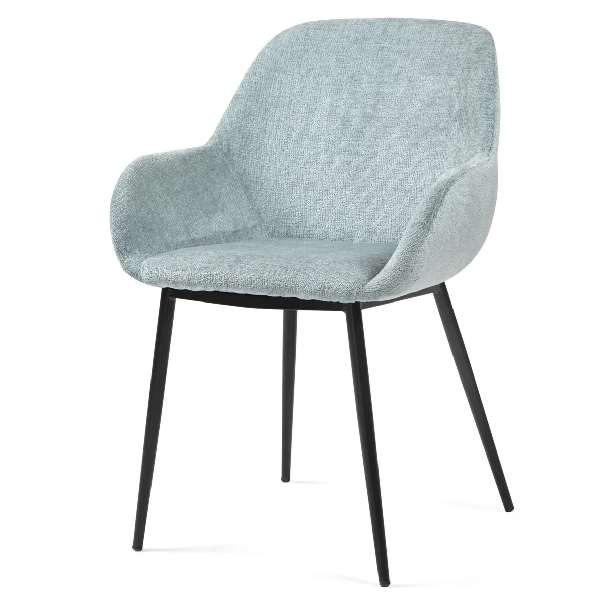 Set di 2 sedie da pranzo in tessuto chenille (seduta 48 cm) Zola Blu celadon