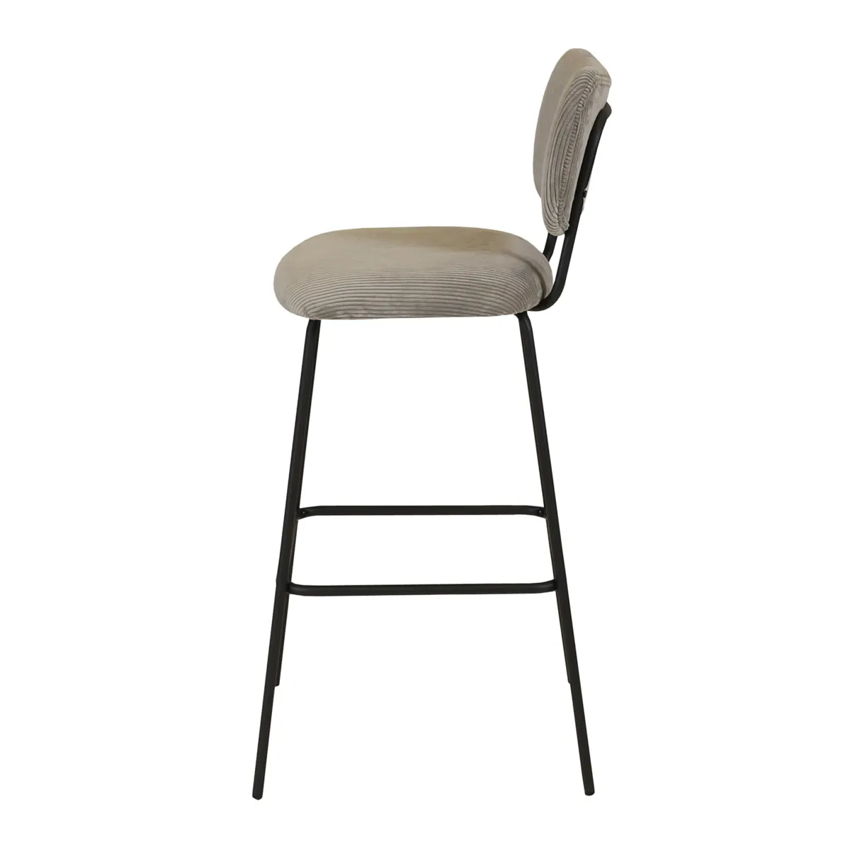 Sgabello da bar con schienale in velluto a coste (Altezza seduta 77cm) Orion Grigio acciaio