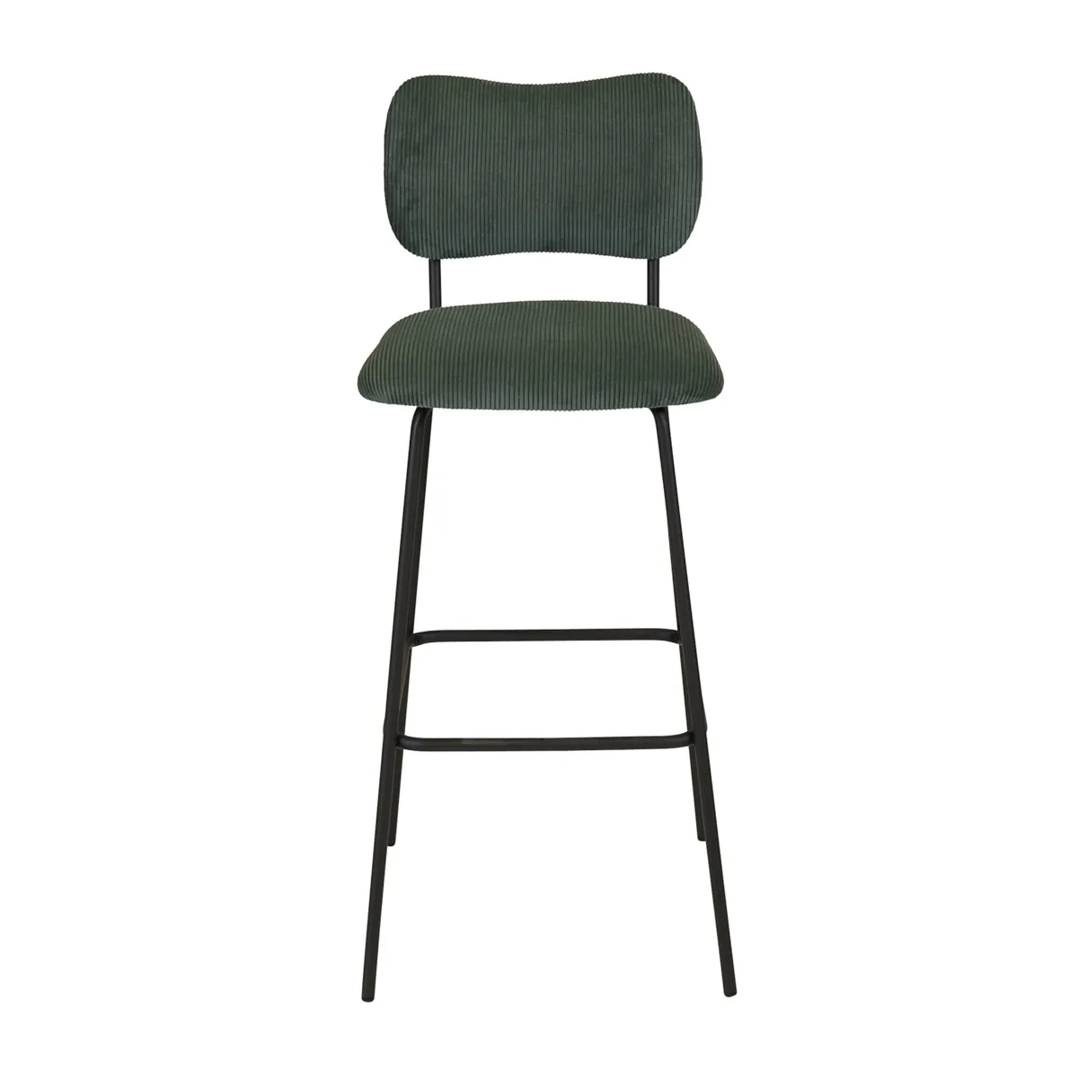 Sgabello da bar con schienale in velluto a coste (Altezza seduta 77cm) Orion Verde scuro