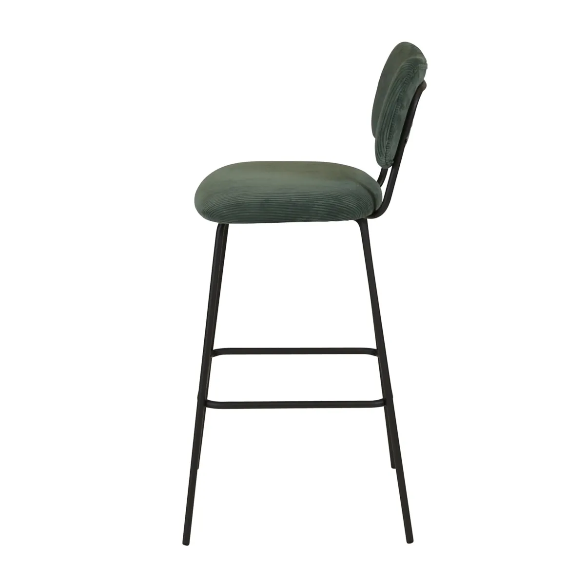 Sgabello da bar con schienale in velluto a coste (Altezza seduta 77cm) Orion Verde scuro