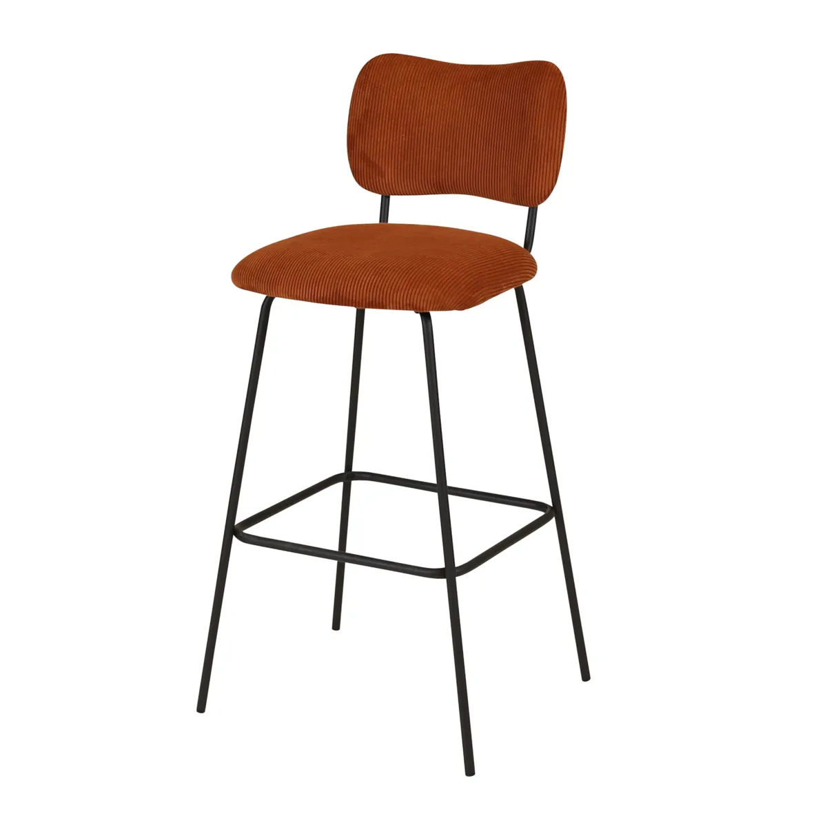 Chaise îlot central avec dossier velours côtelé (Assise 67cm) Orion Marron foncé