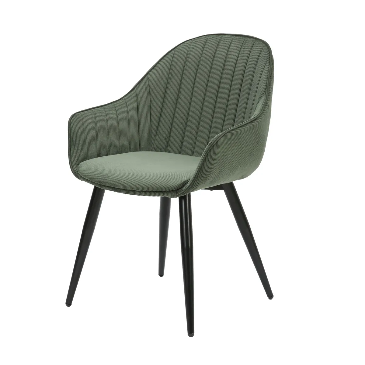 Set di 2 poltrone in velluto a coste (seduta 47 cm) Juno Verde cachi