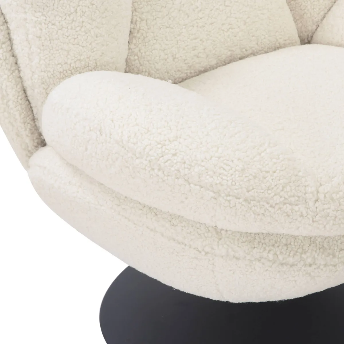 Poltrona girevole in bouclé (seduta 46 cm) Lomy Bianco
