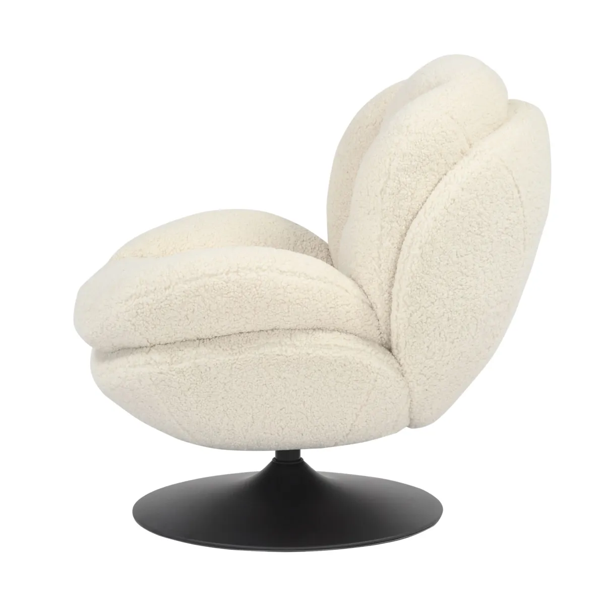 Poltrona girevole in bouclé (seduta 46 cm) Lomy Bianco
