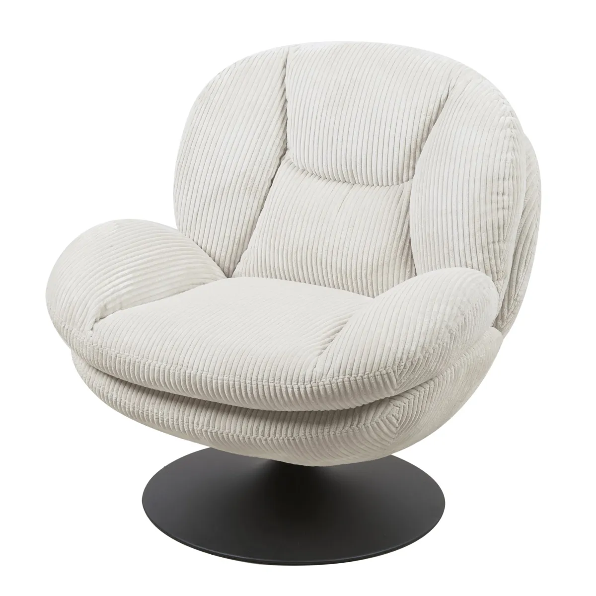 Poltrona girevole in velluto a coste (seduta 46 cm) Lomy Bianco
