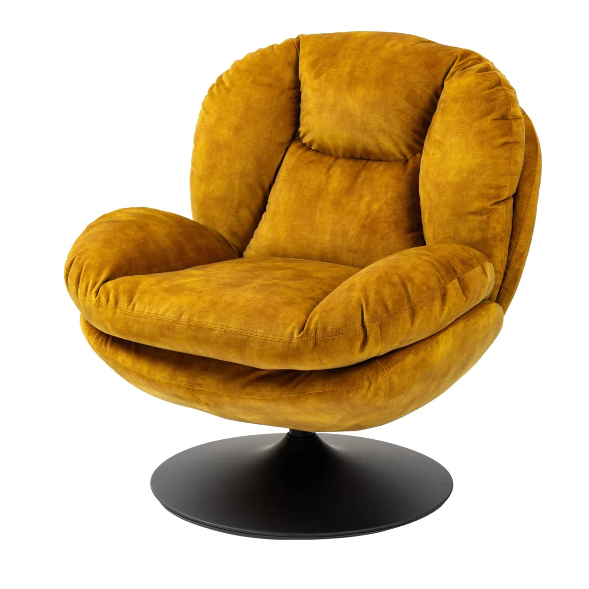 Poltrona girevole in velluto (seduta 46 cm) Lomy Giallo ocra
