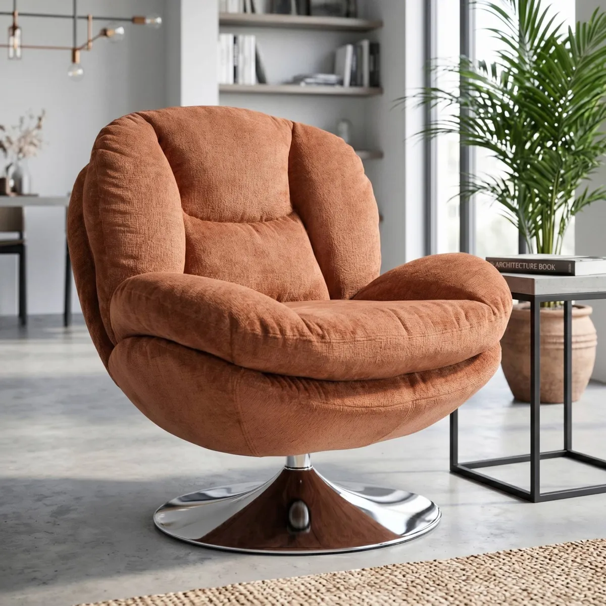 Poltrona girevole in tessuto (seduta 46 cm) Lomy Ruggine
