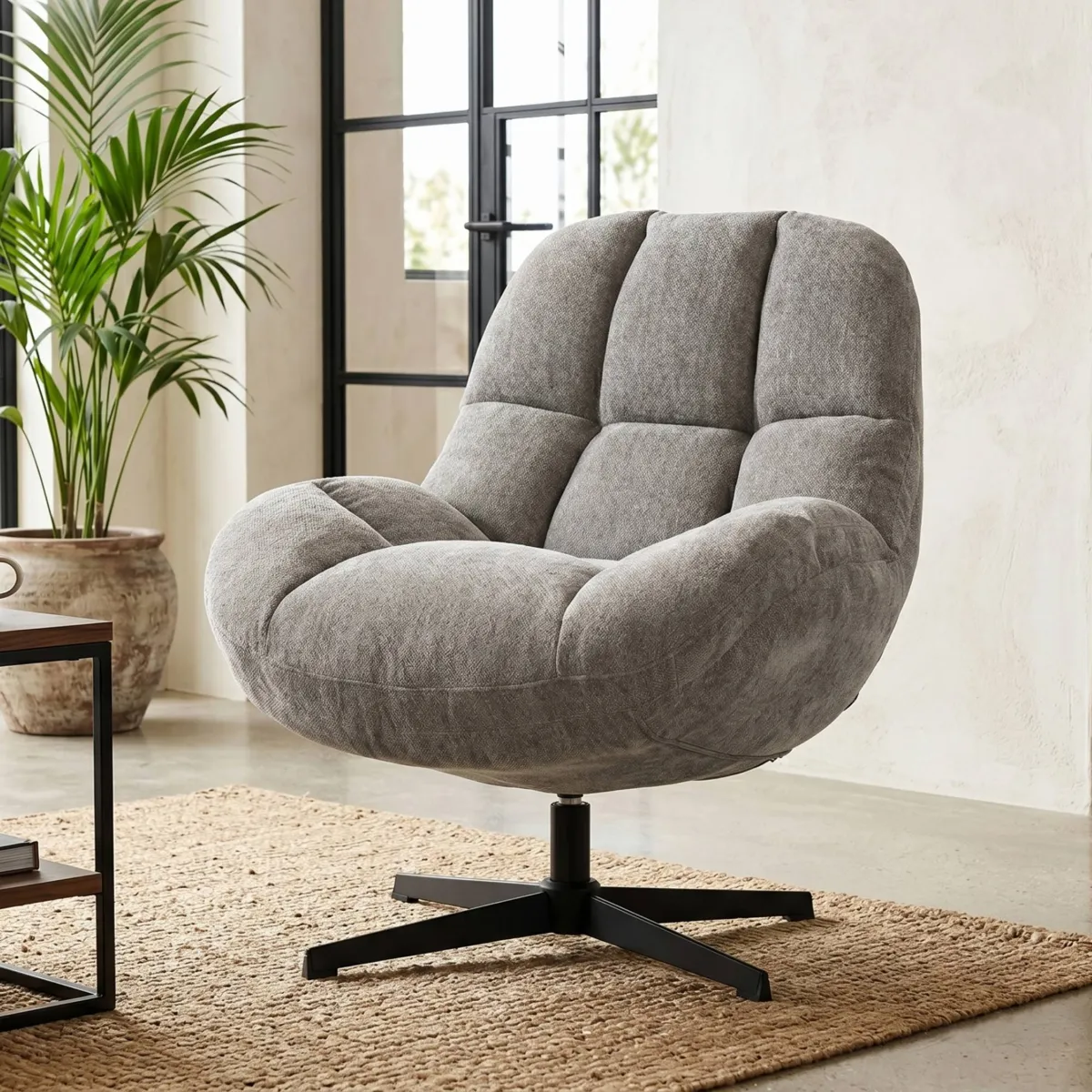Poltrona girevole in tessuto (seduta 47 cm) Rezo Grigio chiaro
