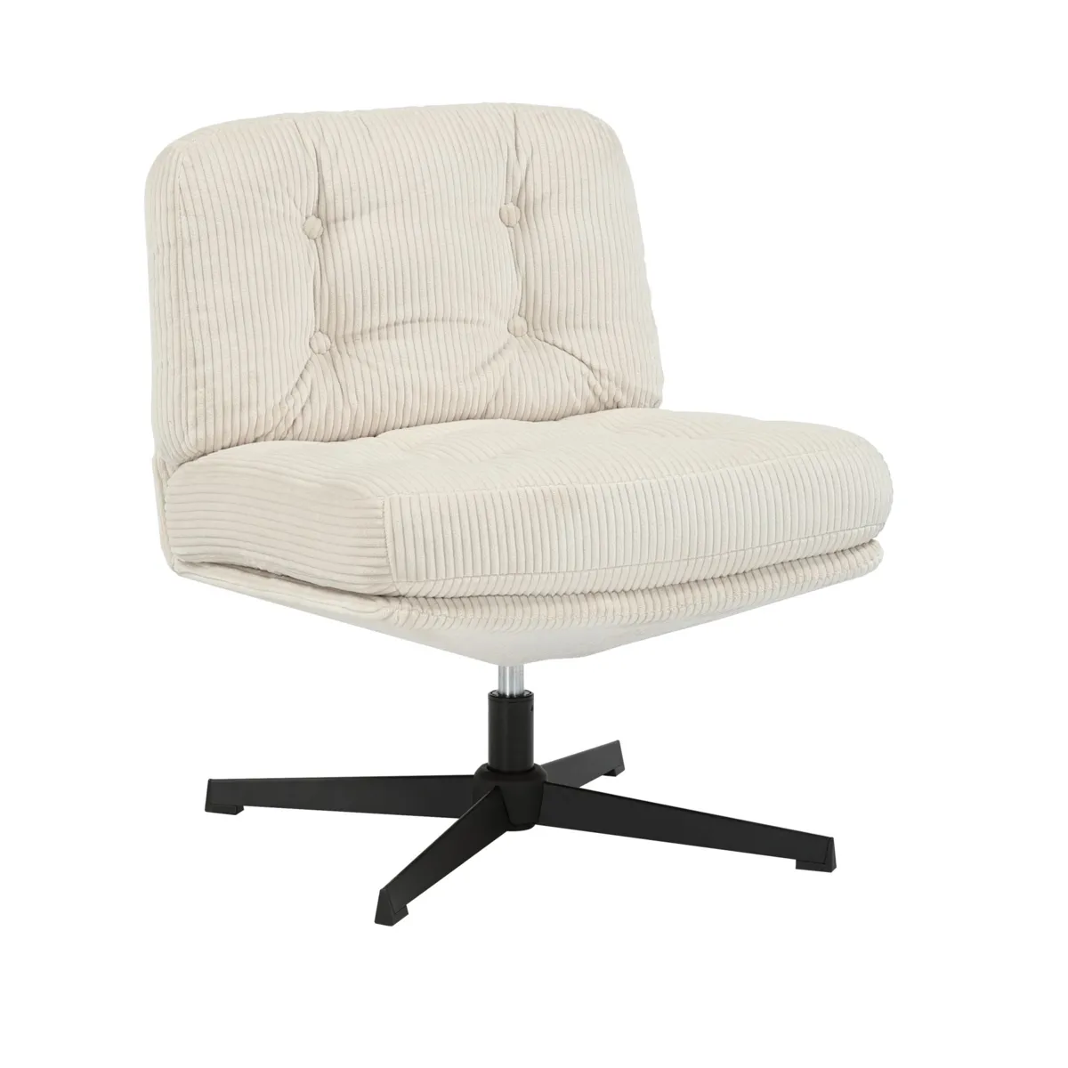 Poltrona girevole in velluto a coste (seduta 46 cm) Kult Ecru