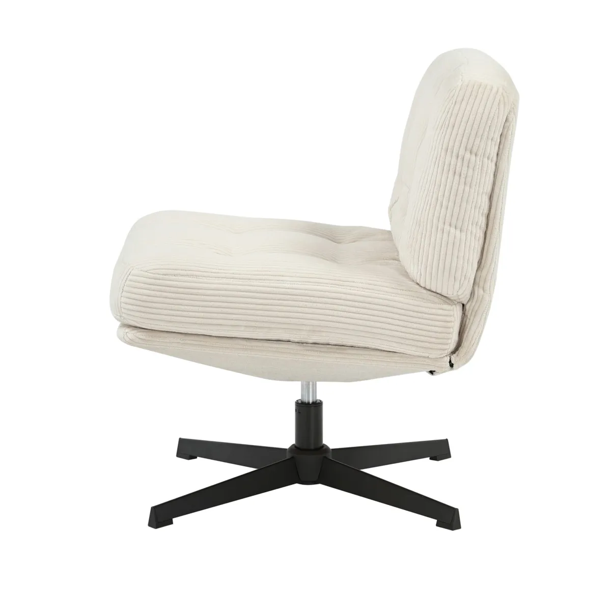 Poltrona girevole in velluto a coste (seduta 46 cm) Kult Ecru