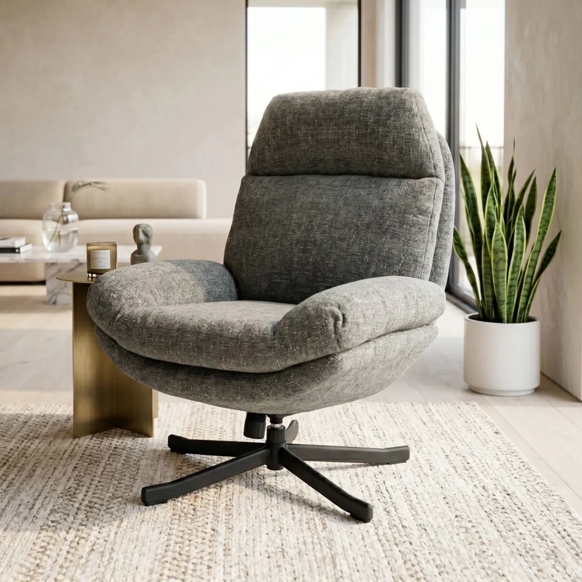 Poltrona girevole in tessuto (seduta 49 cm) Moor Grigio
