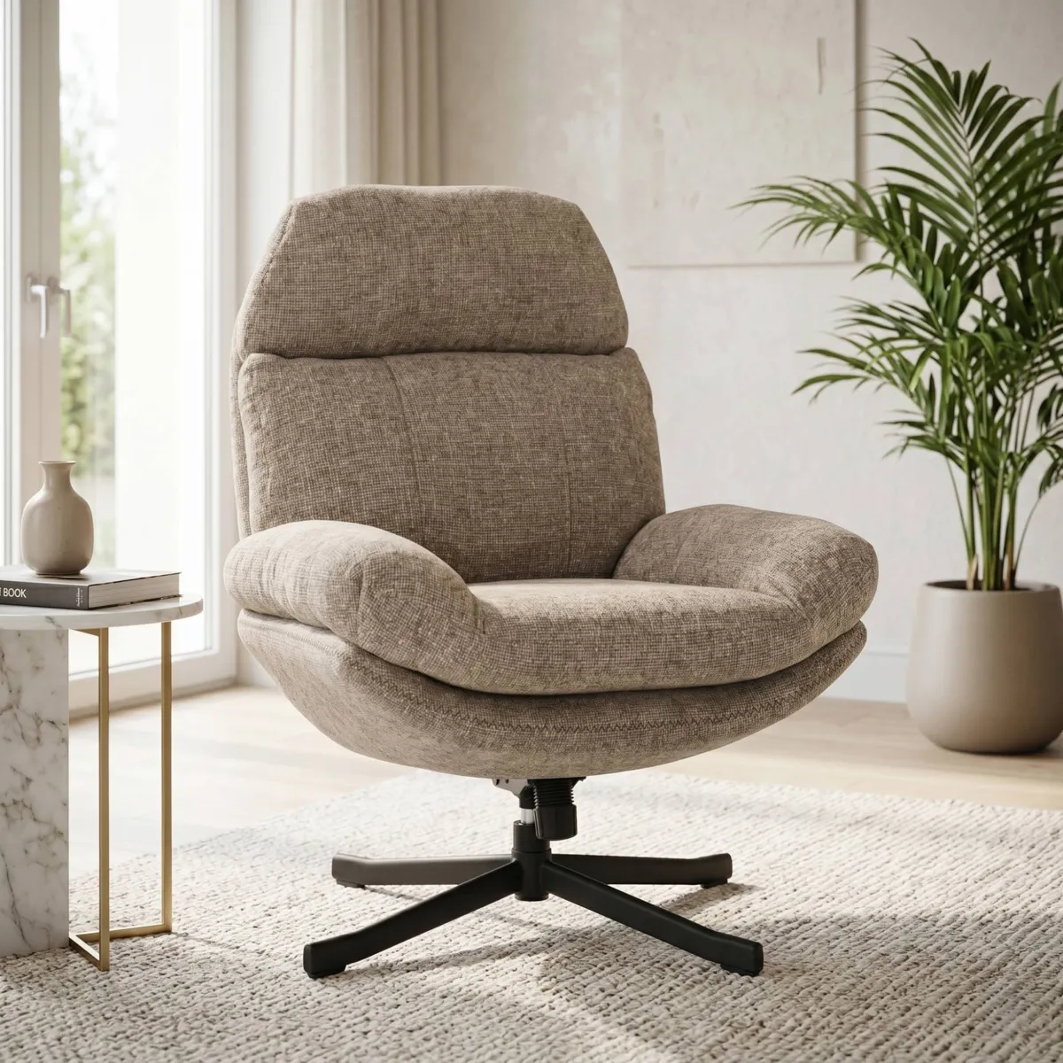 Poltrona girevole in tessuto (seduta 49 cm) Moor Beige Sabbia
