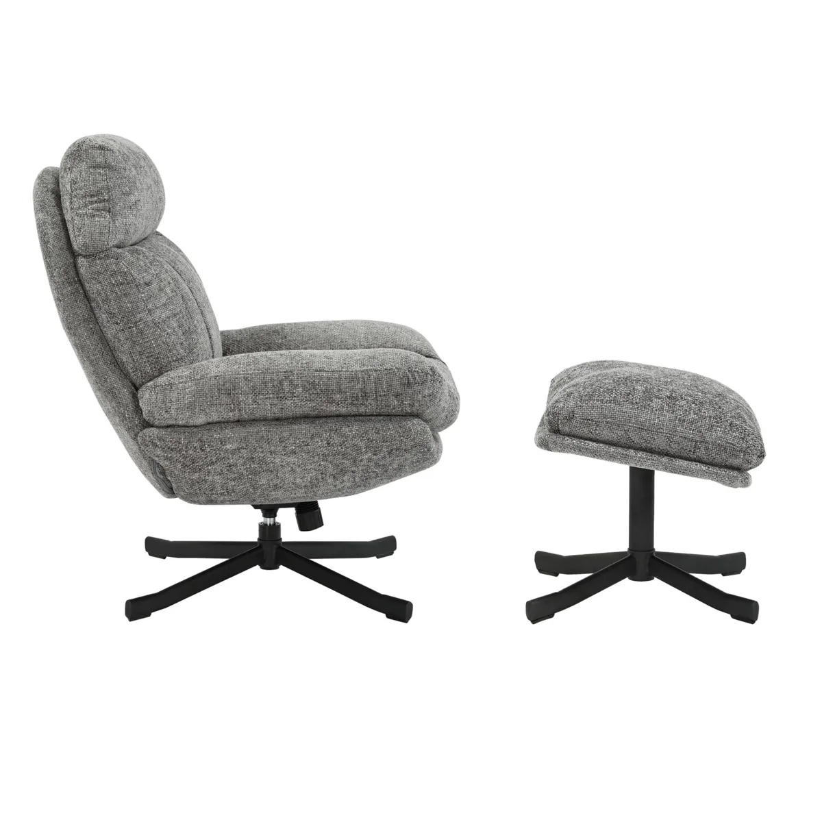Poltrona girevole in tessuto (seduta 49 cm) Moor Grigio scuro
