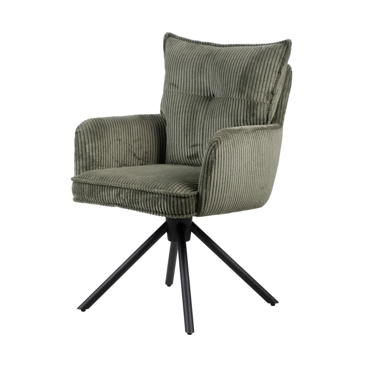 Sedia da pranzo girevole in velluto a coste (seduta 48 cm) Nuva Verde