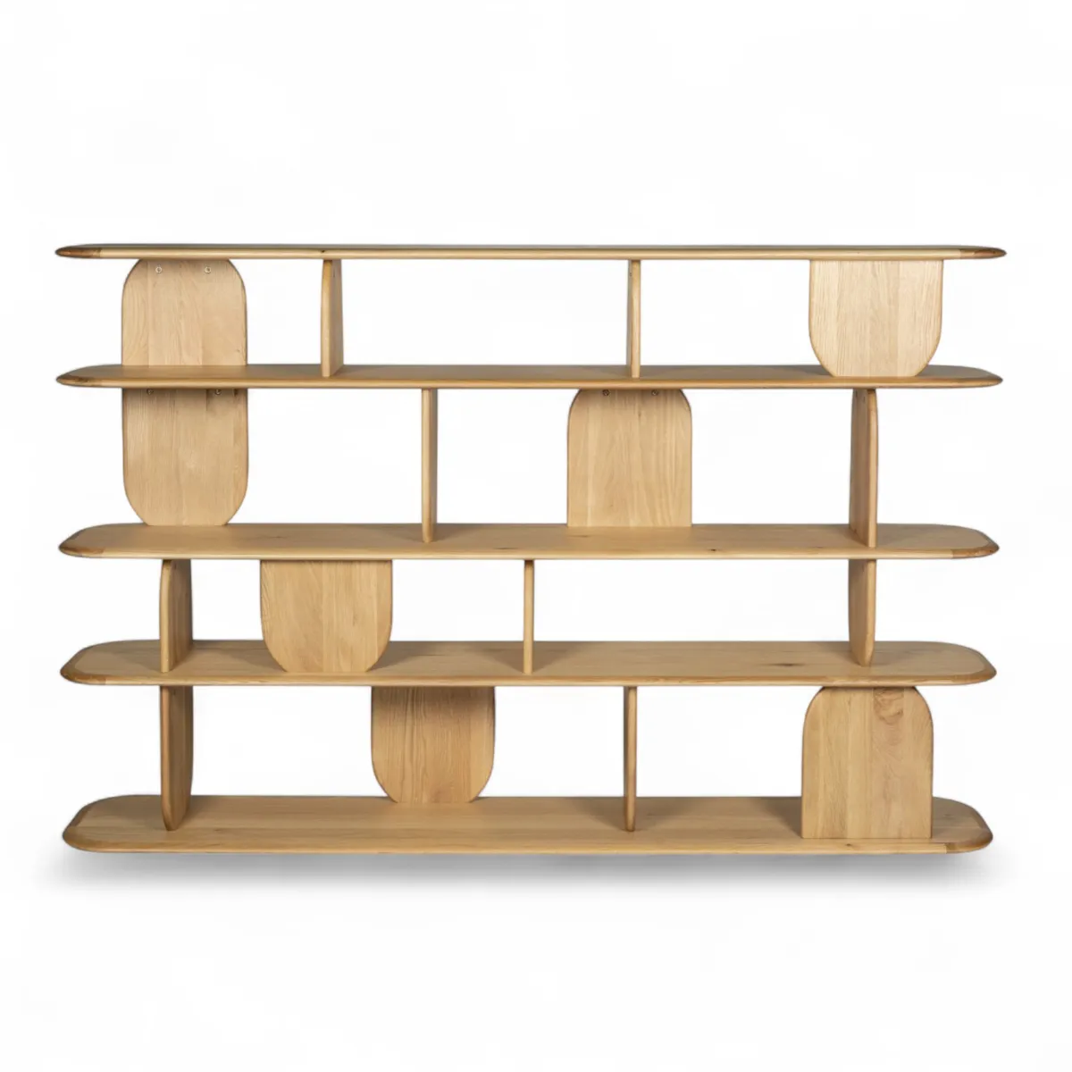 Bibliothèque design 5 étagères chêne massif (200 x 130 cm) Kest Naturel