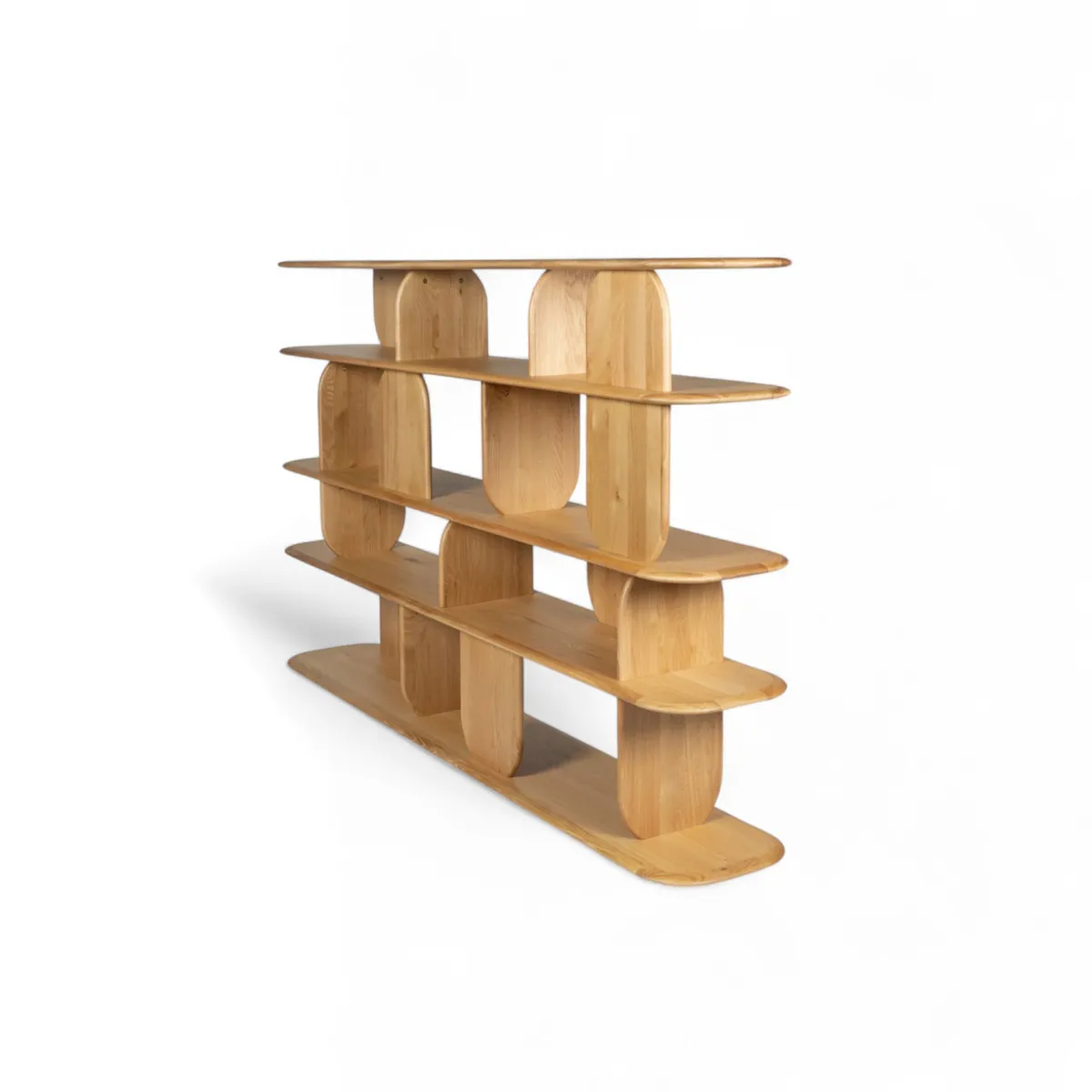 Bibliothèque design 5 étagères chêne massif (200 x 130 cm) Kest Naturel