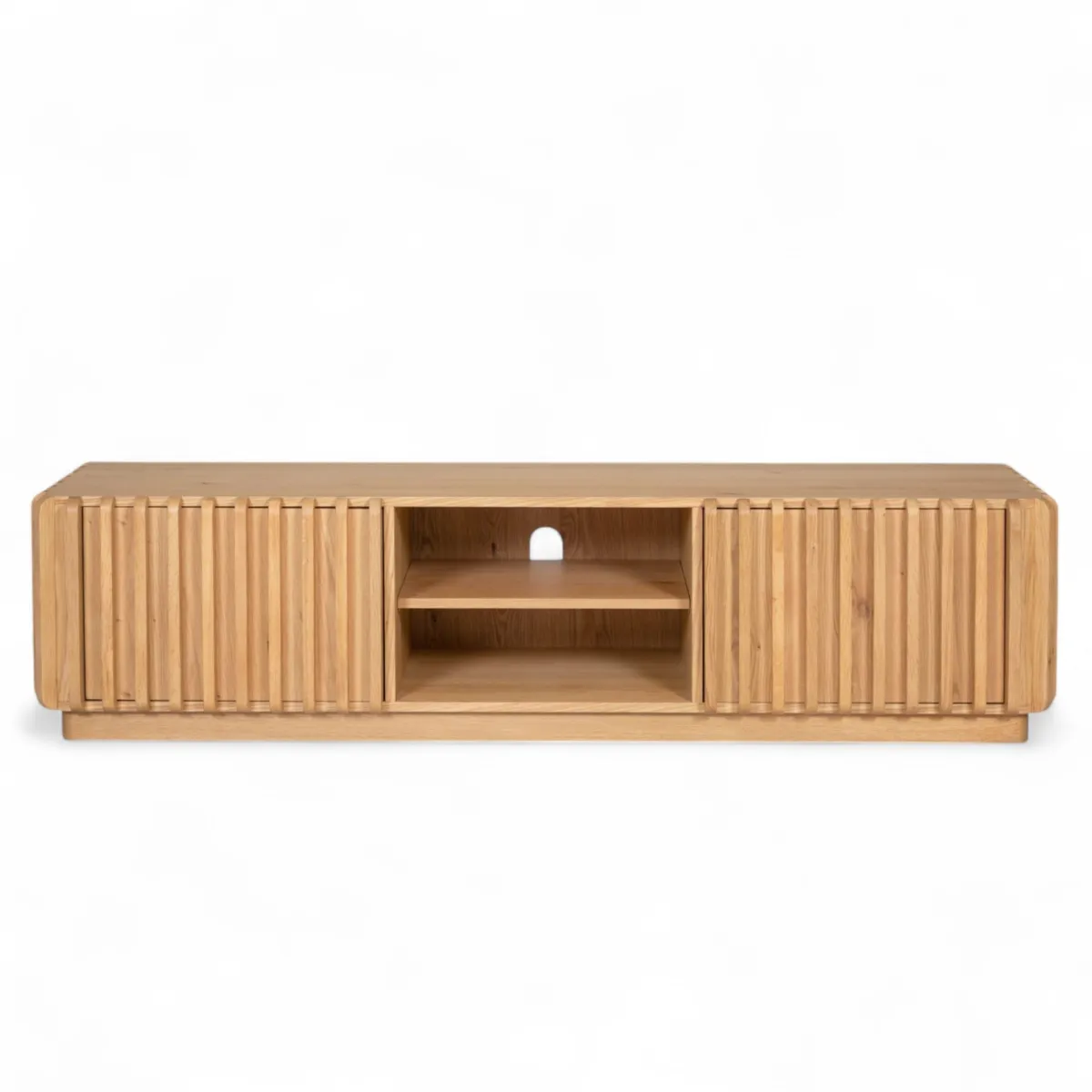 Meuble télé 2 niches 2 portes chêne massif (180 x 45 cm) Altos Naturel