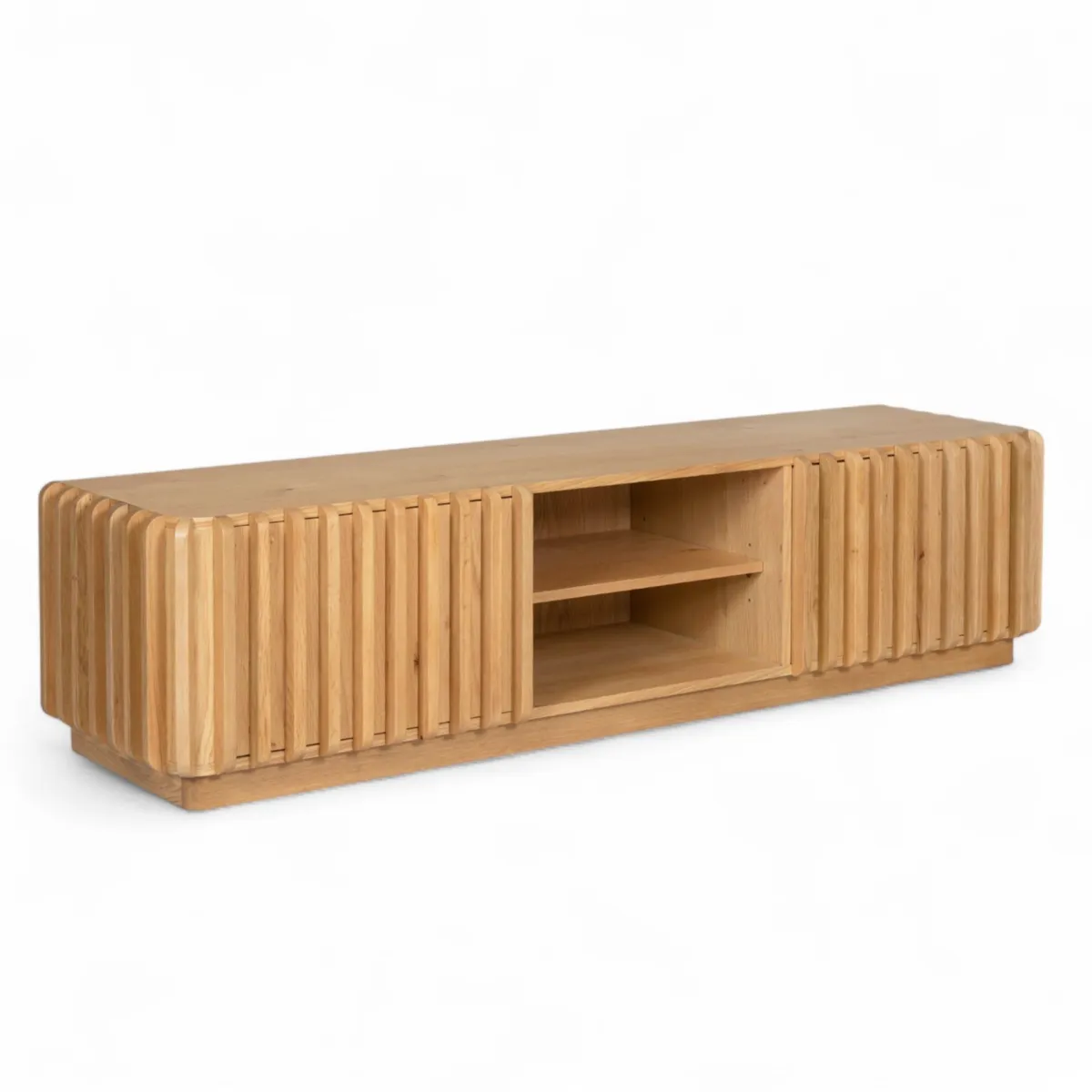 Meuble télé 2 niches 2 portes chêne massif (180 x 45 cm) Altos Naturel
