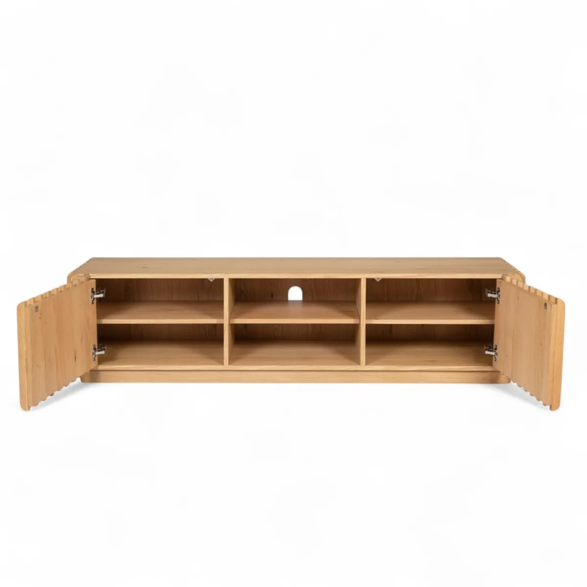 Mobile TV 2 scomparti 2 ante in rovere massiccio (180 x 45 cm) Altos Naturale