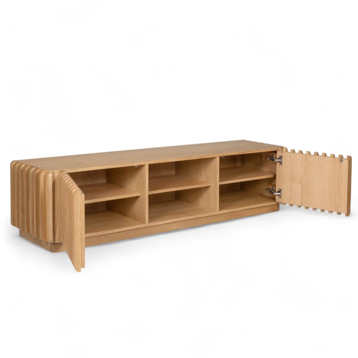 Mobile TV 2 scomparti 2 ante in rovere massiccio (180 x 45 cm) Altos Naturale