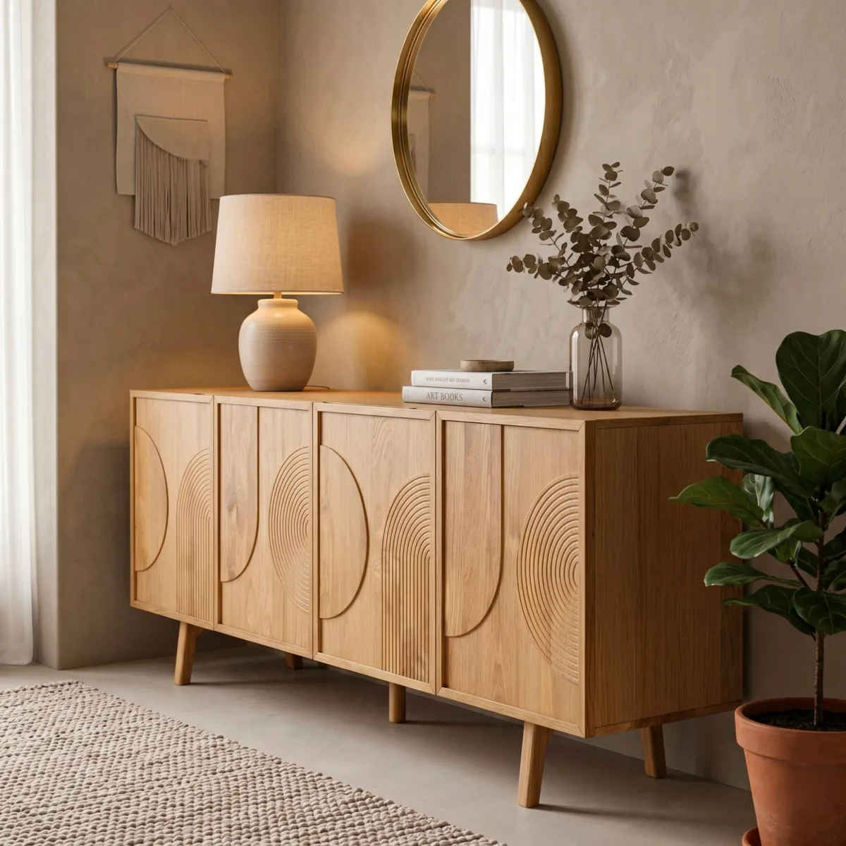 Madia 4 ante in rovere (200 x 80 cm) Olys Naturale