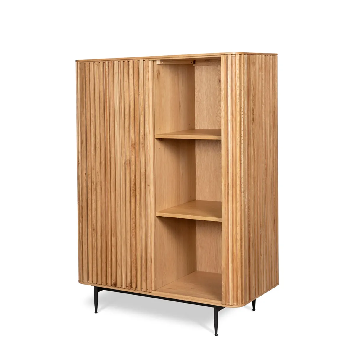 Vetrina alta a 3 livelli in rovere massiccio (98 x 135 cm) Rytm Naturale